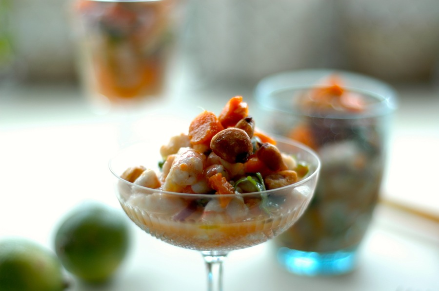 Ceviche de gambas con boniato. www.marrojo.sidechain.es Ceviche de gambas con boniato. www.marrojo.sidechain.es