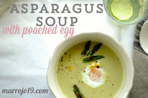 Asparagus soup with poached quail egg 