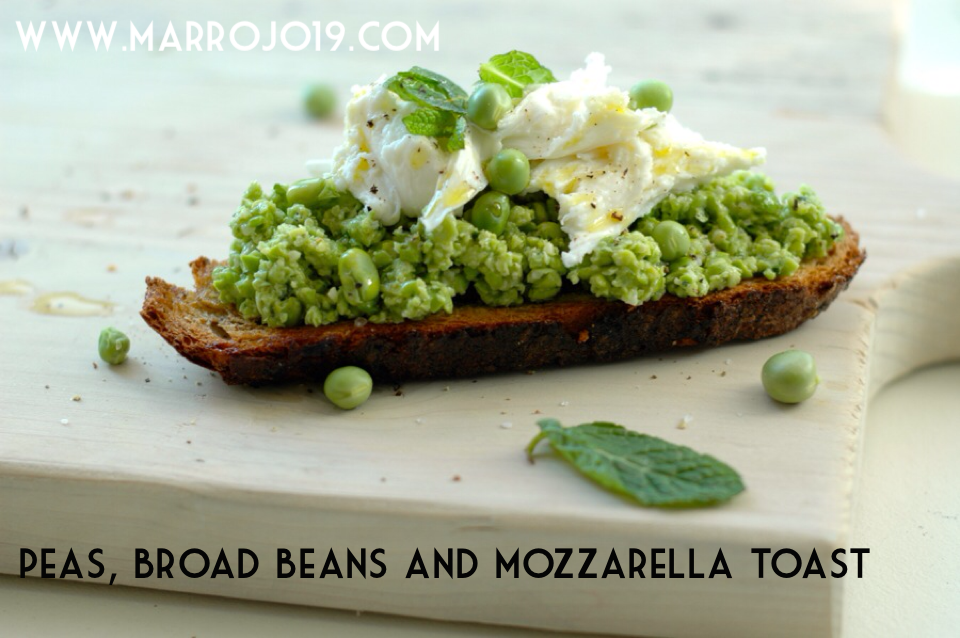 peas, broad beans and mozzarella toast. www.marrojo.sidechain.es