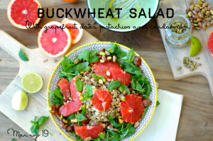 Buckwheat salad with grapefruit, dates, pistachios and cardamom. 
